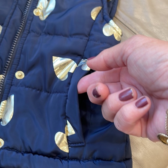 Adorable Gold Foil Heart Imoga Navy Puffer Vest with elastic waist 💙 size 4 - Picture 7 of 10